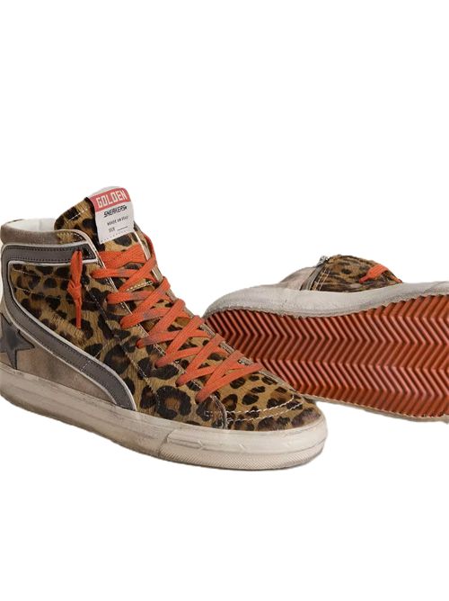Golden Goose Slide Donna LTD in cavallino leopardato con stella e virgola in pelle laminata Golden Goose | GWF00116F00800615860